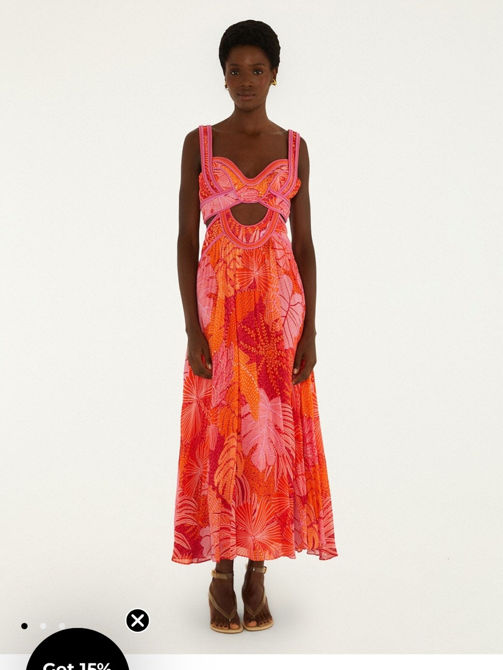 FARM Rio Multicolor Delicate Forest Cut-Out Maxi Dress